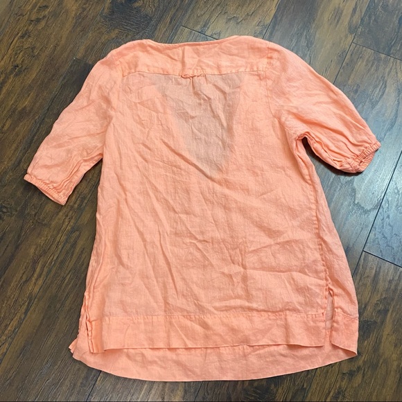 Lane Bryant 100% Linen  Blouse 14 16 peach short sleeve - Picture 2 of 5